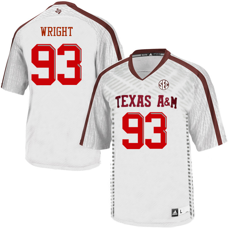 Men #93 Max Wright Texas A&M Aggies College Football Jerseys Sale-White